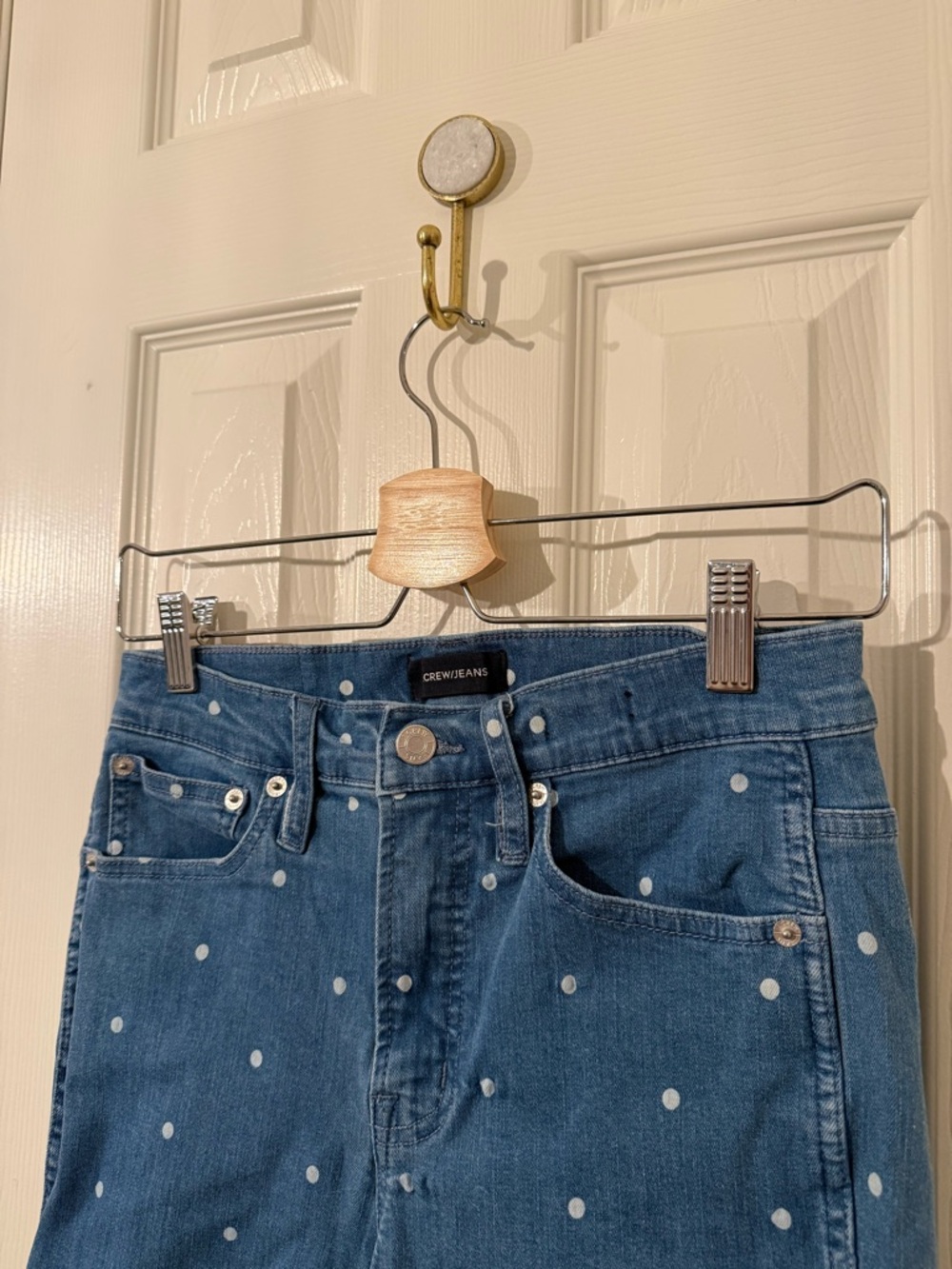J. Crew Blue Polka Dot Skinny Jeans